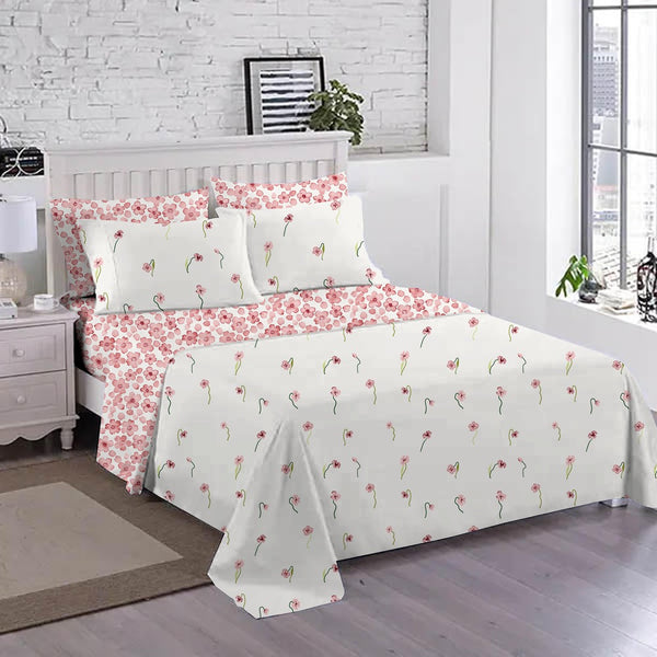 Elegant Blossom 3-Piece Cotton Bedsheet Set