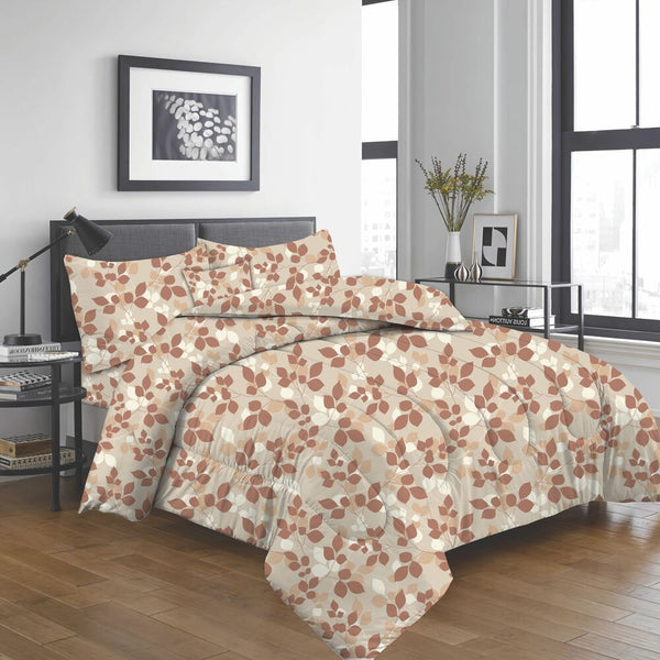 Brown Botanical Print Comforter Set