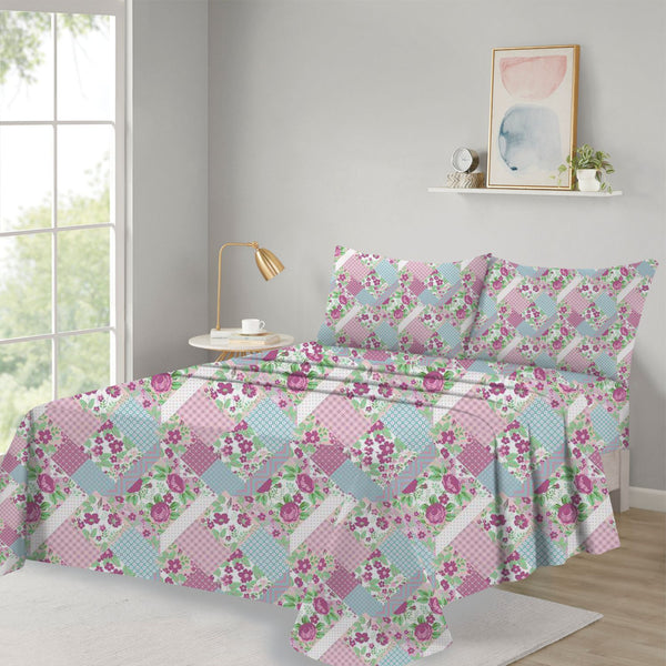 🌸 Blossom Patchwork 3-Piece Microfiber Bedsheet Set 🌿