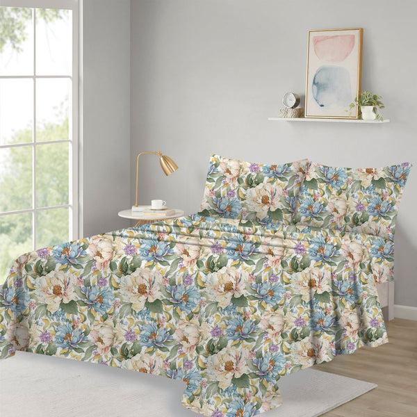 🌺 Royal Bloom 3Pcs Bedsheet Set 🛏️