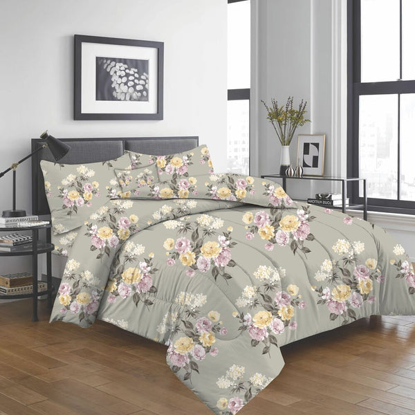 Elegant Floral Khaki Bedding Set